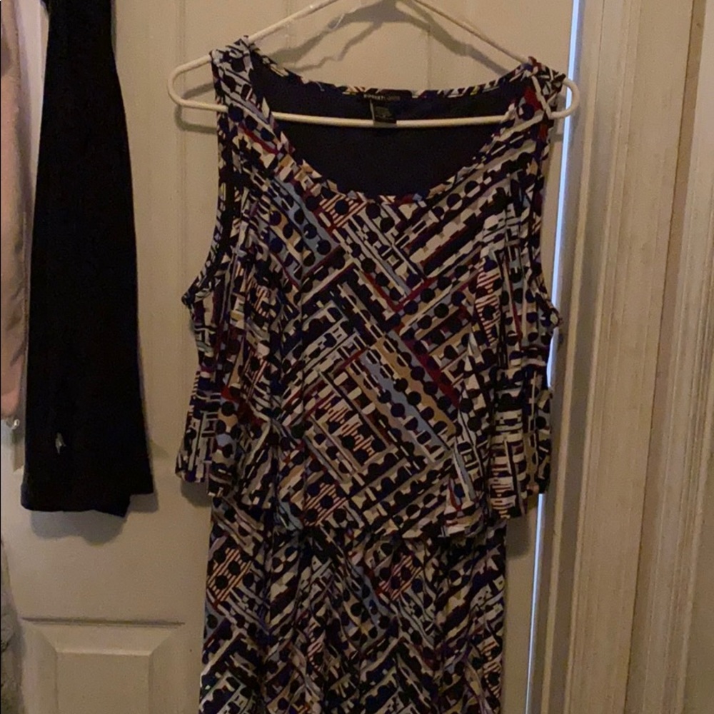 Maxi dress with draped top.